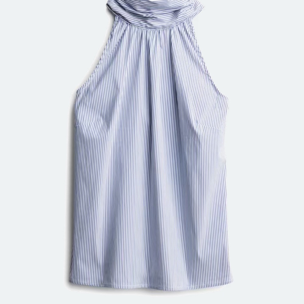 41 Hawthorne Kerrianne Tie Back Halter Top, Petite size XLP, blue striped